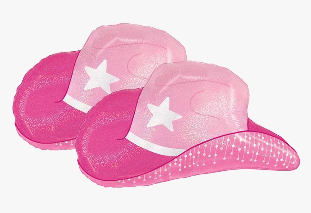 1571 Set of 2 Glitter Pink Cowgirl Hat 26" Foil Party Balloons